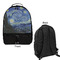 The Starry Night (Van Gogh 1889) Large Backpack - Black - Front & Back View