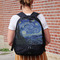 The Starry Night (Van Gogh 1889) Large Backpack - Black - On Back