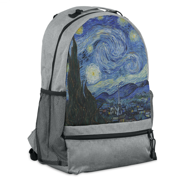 Custom The Starry Night (Van Gogh 1889) Backpack - Grey