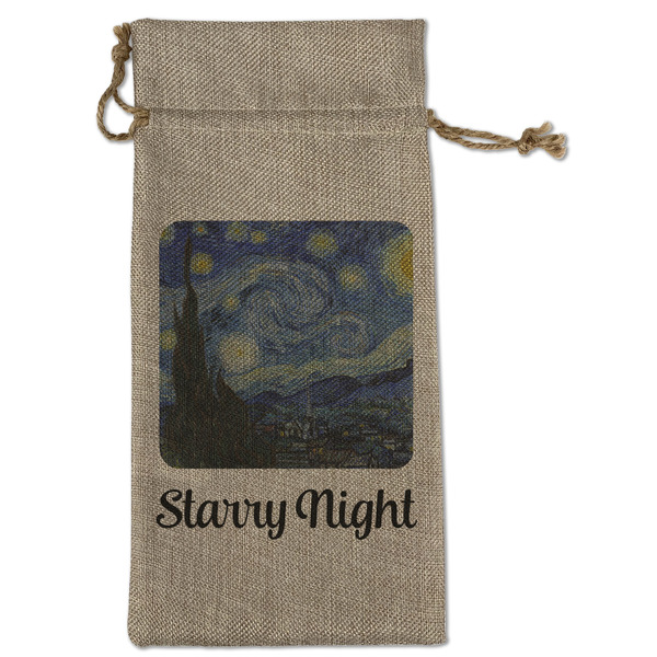 The Starry Night (Van Gogh 1889) Large Burlap Gift Bags - Front