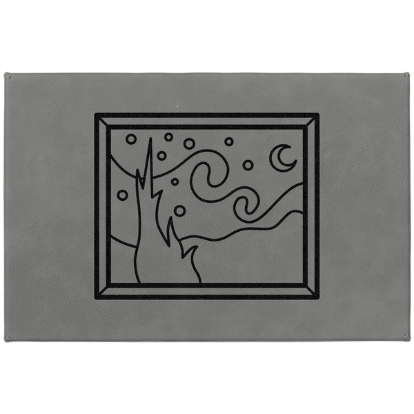 The Starry Night (Van Gogh 1889) Large Engraved Gift Box with Leather Lid - Approval