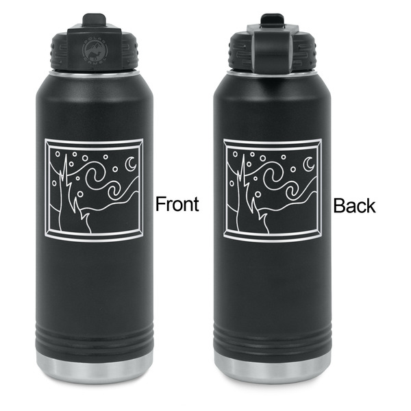 The Starry Night (Van Gogh 1889) Laser Engraved Water Bottles - Front & Back Engraving - Front & Back View