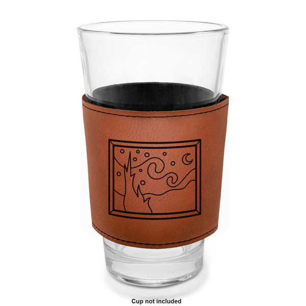 The Starry Night (Van Gogh 1889) Laserable Leatherette Mug Sleeve - In pint glass for bar