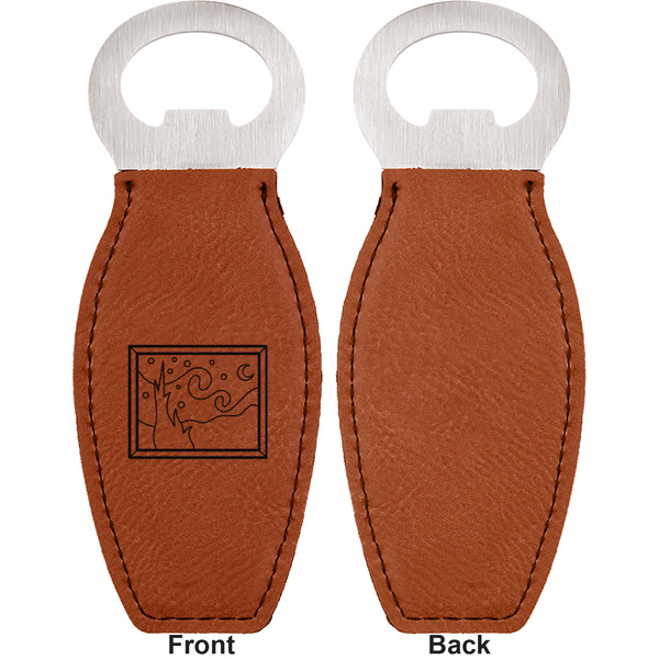 The Starry Night (Van Gogh 1889) Leather Bar Bottle Opener - Front and Back (single sided)