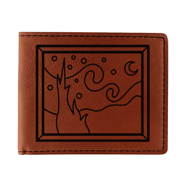 Custom The Starry Night (Van Gogh 1889) Leatherette Bifold Wallet - Single Sided