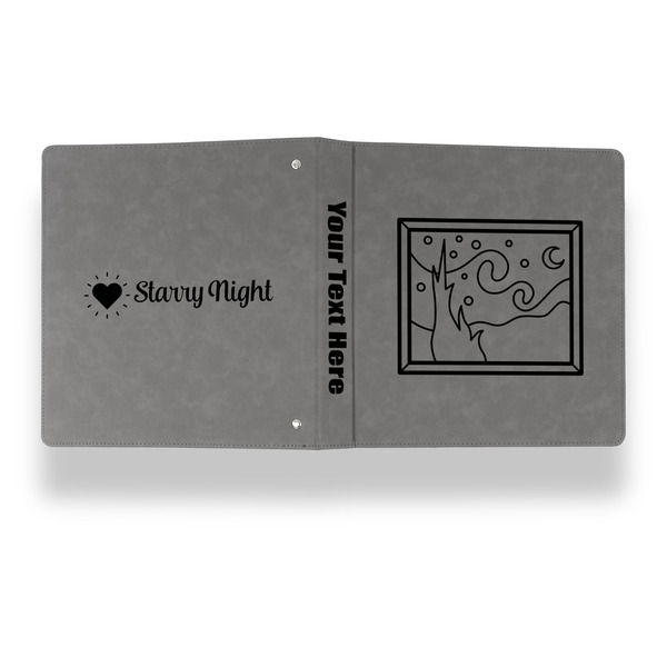 The Starry Night (Van Gogh 1889) Leather Binder - 1" - Grey - Back Spine Front View