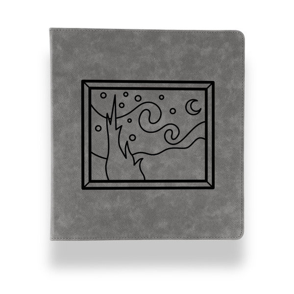 The Starry Night (Van Gogh 1889) Leather Binder - 1" - Grey - Front View