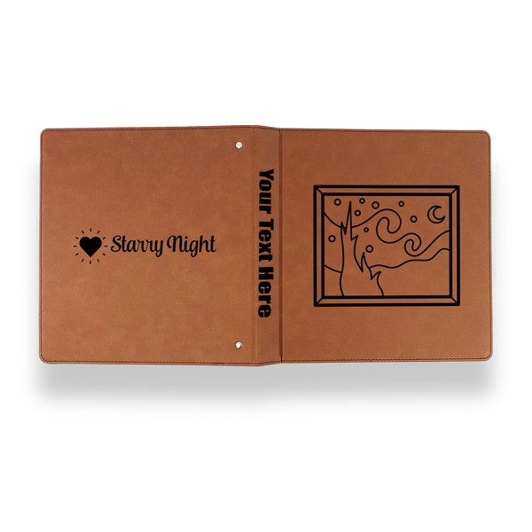 The Starry Night (Van Gogh 1889) Leather Binder - 1" - Rawhide - Back Spine Front View