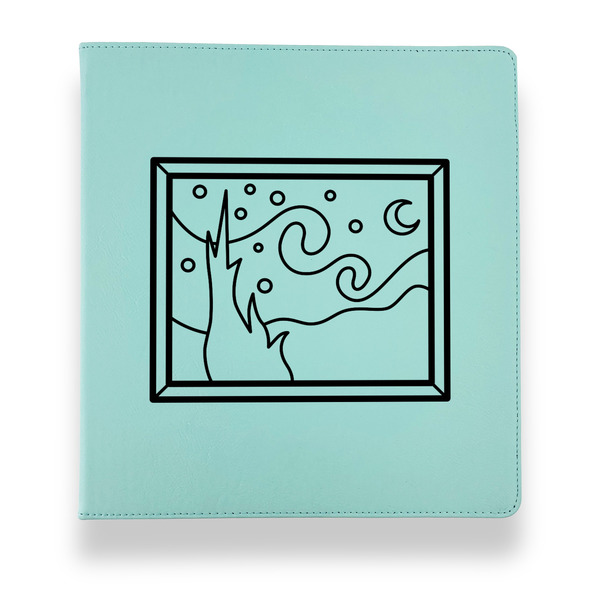 The Starry Night (Van Gogh 1889) Leather Binders - 1" - Teal - Front View