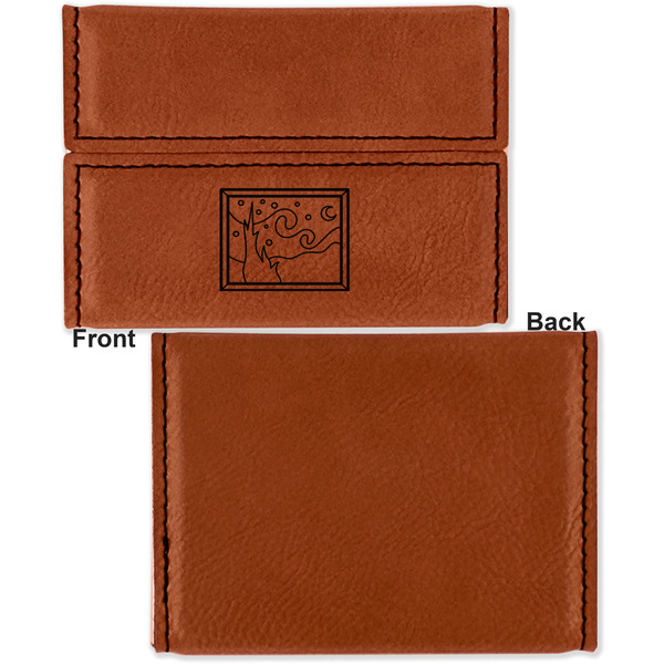 The Starry Night (Van Gogh 1889) Leather Business Card Holder Front Back Single Sided - Apvl
