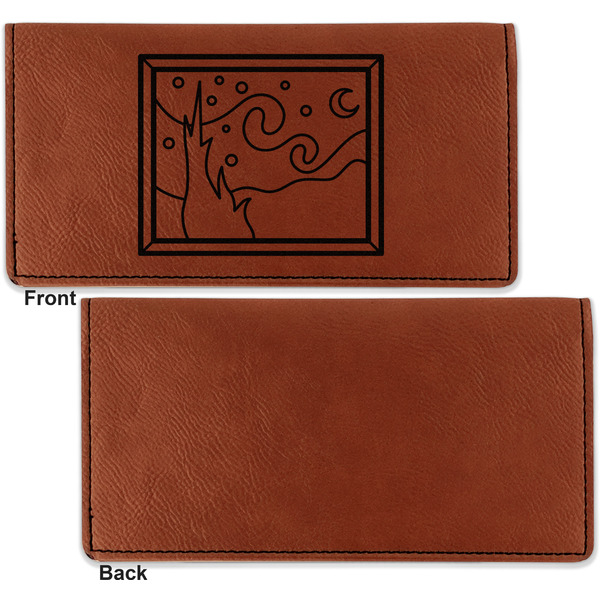 The Starry Night (Van Gogh 1889) Leather Checkbook Holder Front and Back Single Sided - Apvl