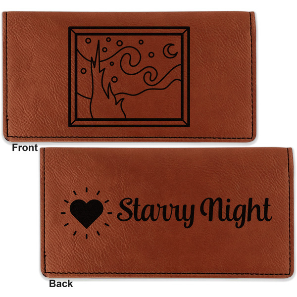 The Starry Night (Van Gogh 1889) Leather Checkbook Holder Front and Back