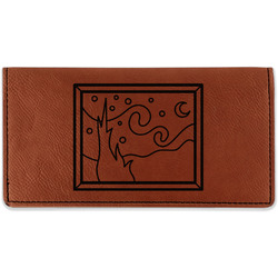 The Starry Night (Van Gogh 1889) Leatherette Checkbook Holder - Double Sided