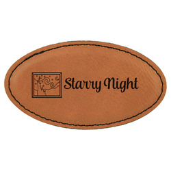 The Starry Night (Van Gogh 1889) Leatherette Oval Name Badge with Magnet