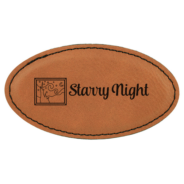 Custom The Starry Night (Van Gogh 1889) Leatherette Oval Name Badge with Magnet