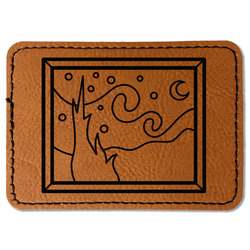 The Starry Night (Van Gogh 1889) Faux Leather Iron On Patch - Rectangle