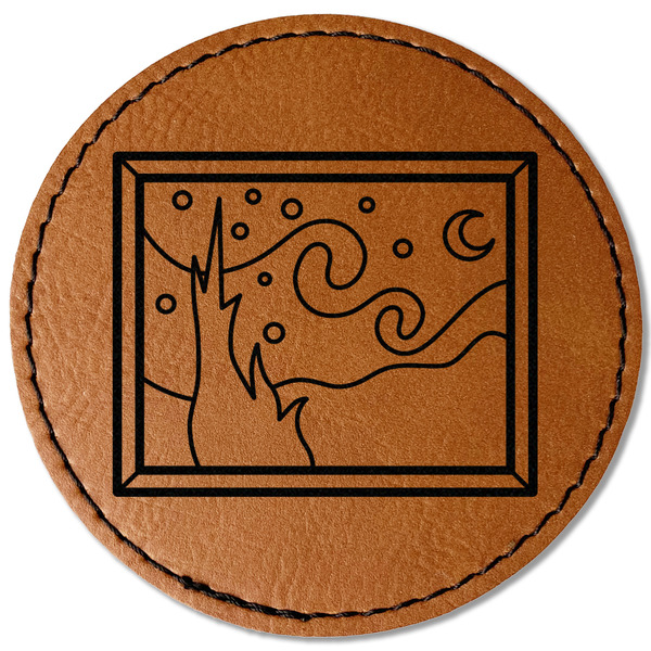 Custom The Starry Night (Van Gogh 1889) Faux Leather Iron On Patch - Round