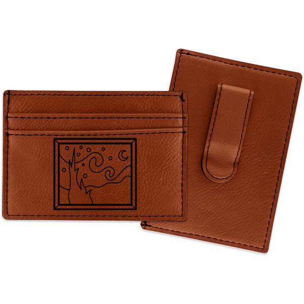 Custom The Starry Night (Van Gogh 1889) Leatherette Wallet with Money Clip