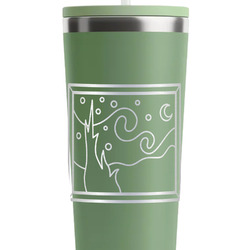 The Starry Night (Van Gogh 1889) RTIC Everyday Tumbler with Straw - 28oz - Light Green - Single-Sided