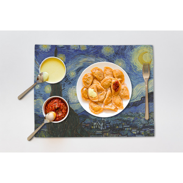 The Starry Night (Van Gogh 1889) Linen Placemat - Lifestyle (single)