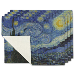 The Starry Night (Van Gogh 1889) Single-Sided Linen Placemat - Set of 4