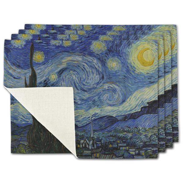 Custom The Starry Night (Van Gogh 1889) Single-Sided Linen Placemat - Set of 4
