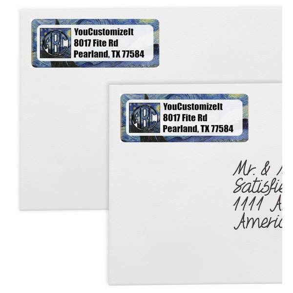 The Starry Night (Van Gogh 1889) Mailing Labels - Double Stack Close Up