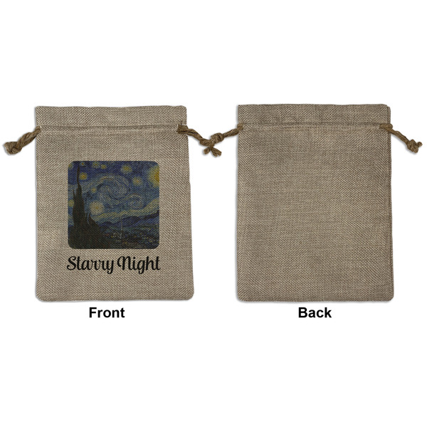 The Starry Night (Van Gogh 1889) Medium Burlap Gift Bag - Front Approval