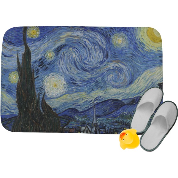 Custom The Starry Night (Van Gogh 1889) Memory Foam Bath Mat - 34"x21"