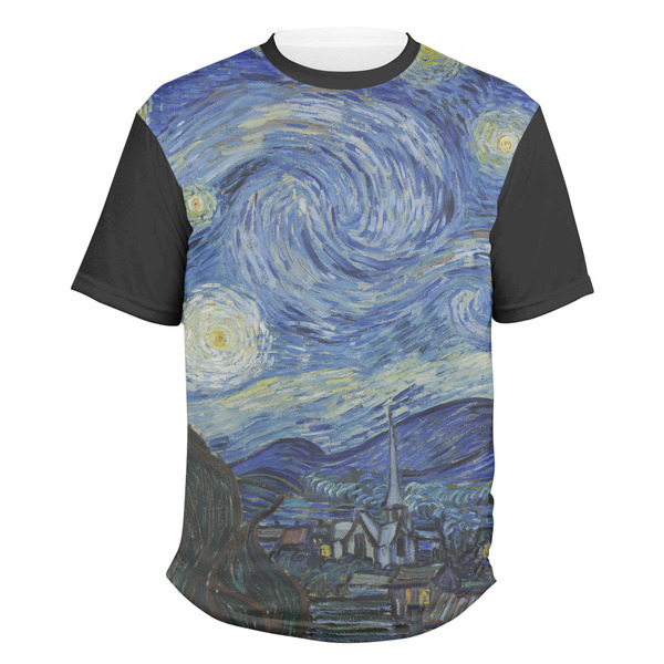 Custom The Starry Night (Van Gogh 1889) Men's Crew T-Shirt - 3X Large