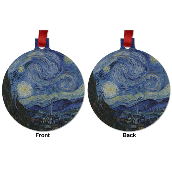 The Starry Night (Van Gogh 1889) Metal Ball Ornament - Front and Back