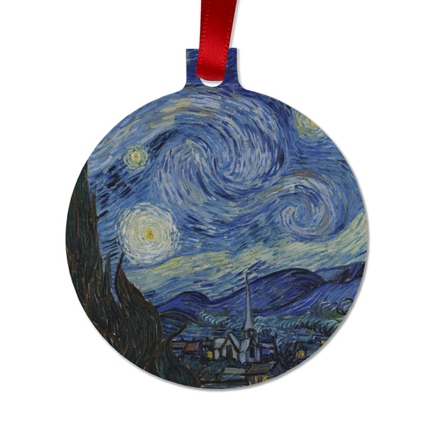 Custom The Starry Night (Van Gogh 1889) Metal Ball Ornament - Double Sided