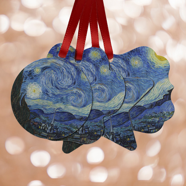 Custom The Starry Night (Van Gogh 1889) Metal Ornaments - Double Sided