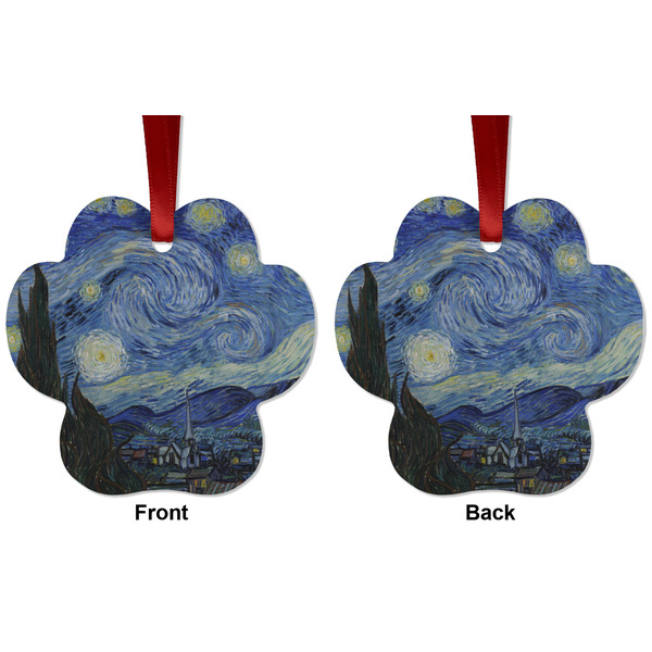 The Starry Night (Van Gogh 1889) Metal Paw Ornament - Front and Back