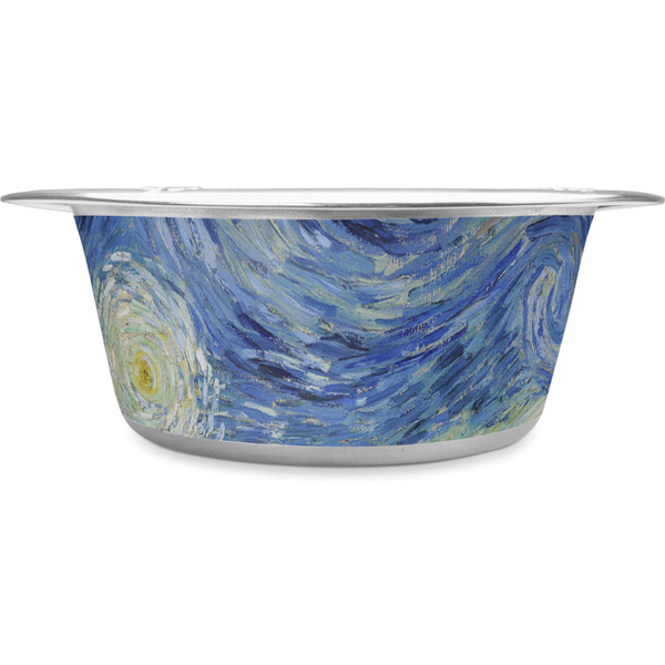 Custom The Starry Night (Van Gogh 1889) Stainless Steel Dog Bowl - Large