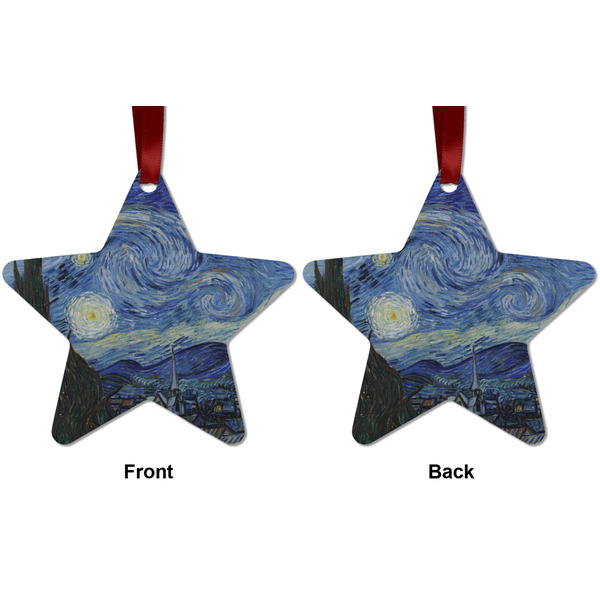 The Starry Night (Van Gogh 1889) Metal Star Ornament - Front and Back