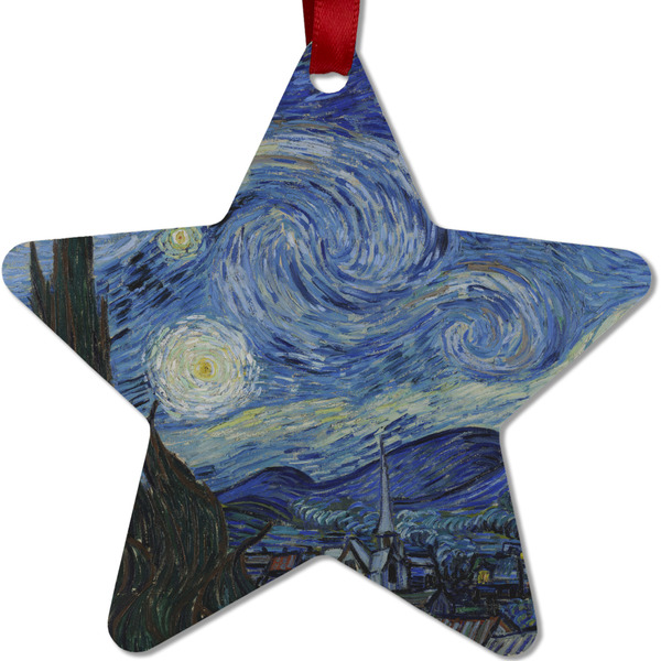 Custom The Starry Night (Van Gogh 1889) Metal Star Ornament - Double Sided