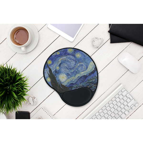 The Starry Night (Van Gogh 1889) Mouse Pad with Wrist Rest - LIFESYTLE 1