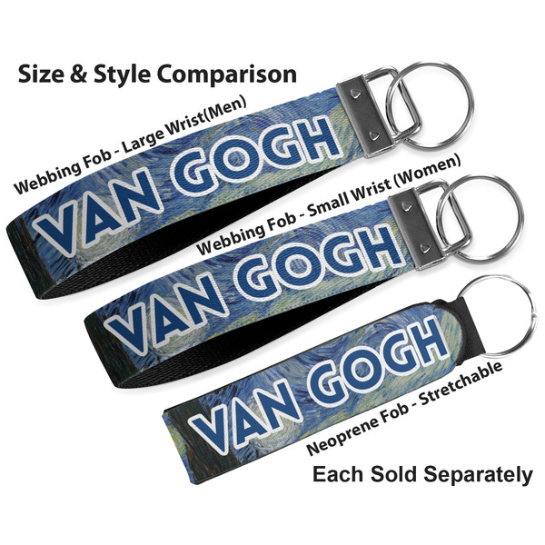 The Starry Night (Van Gogh 1889) Multiple Key Ring comparison sizes