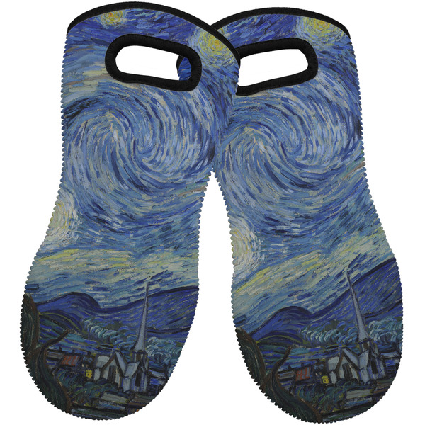 Custom The Starry Night (Van Gogh 1889) Neoprene Oven Mitts - Set of 2