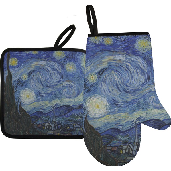Custom The Starry Night (Van Gogh 1889) Right Oven Mitt & Pot Holder Set