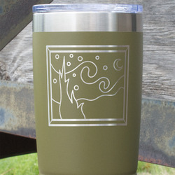 The Starry Night (Van Gogh 1889) 20 oz Stainless Steel Tumbler - Olive - Double Sided