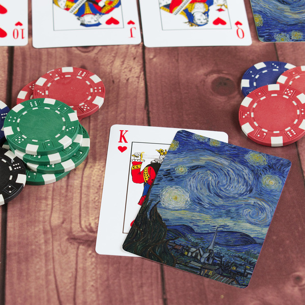 The Starry Night (Van Gogh 1889) On Table with Poker Chips