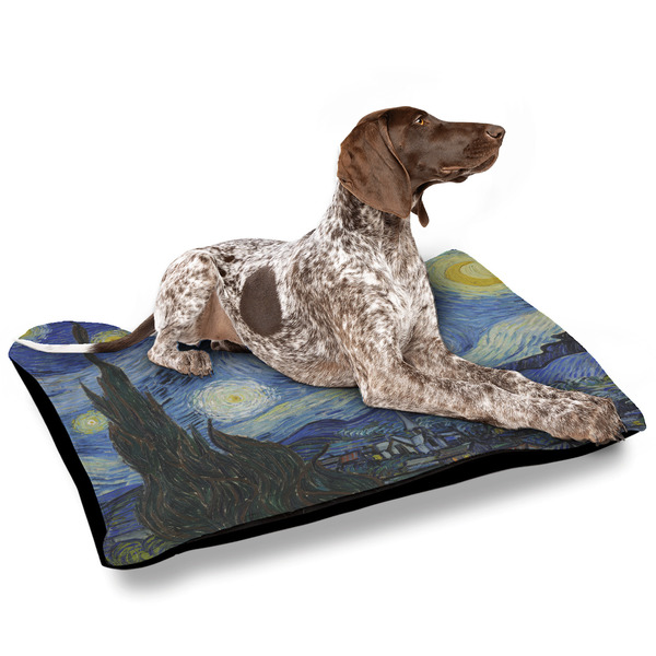 The Starry Night (Van Gogh 1889) Outdoor Dog Beds - Large - IN CONTEXT