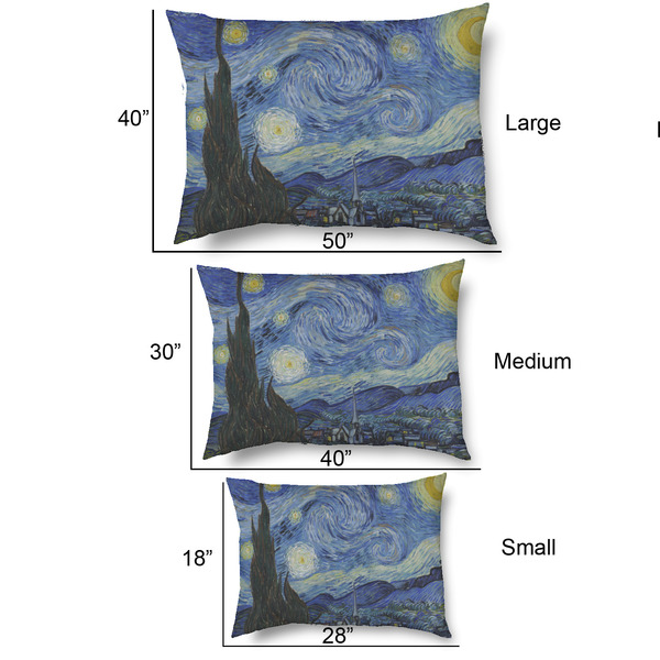 The Starry Night (Van Gogh 1889) Outdoor Dog Beds - SIZE CHART