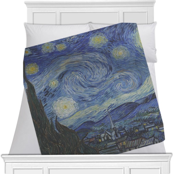 Custom The Starry Night (Van Gogh 1889) Minky Blanket - Toddler / Throw - 60"x50" - Double Sided