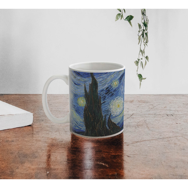 The Starry Night (Van Gogh 1889) Personalized Coffee Mug - Lifestyle