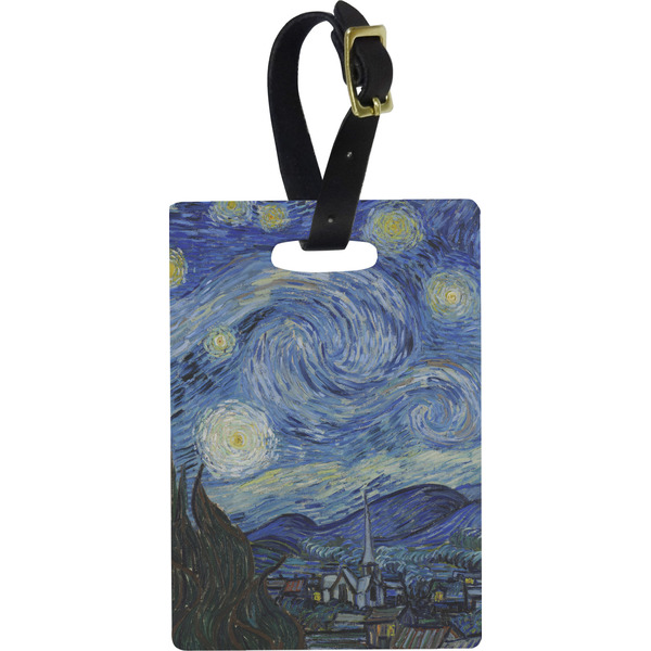Custom The Starry Night (Van Gogh 1889) Plastic Luggage Tag - Rectangular