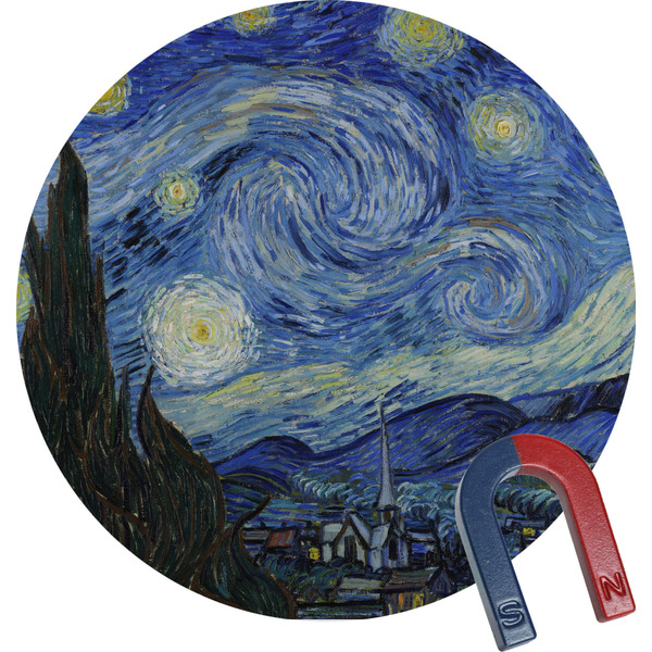 Custom The Starry Night (Van Gogh 1889) Round Fridge Magnet