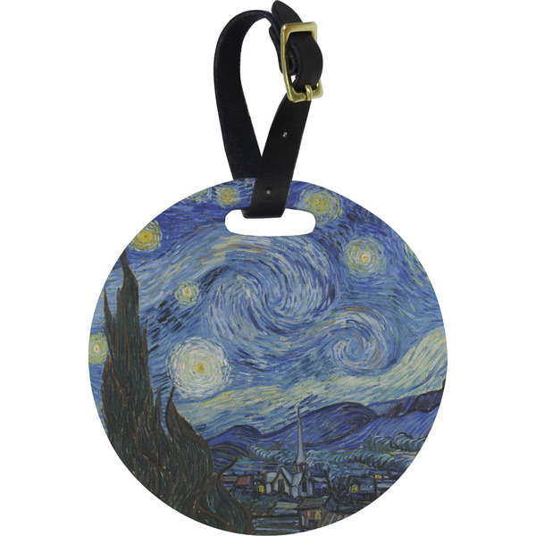 Custom The Starry Night (Van Gogh 1889) Plastic Luggage Tag - Round